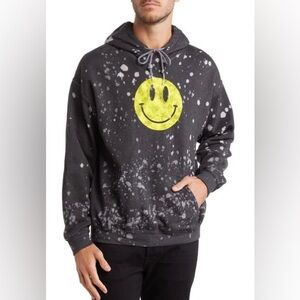 Philcos Happy Pullover Fleece Hoodie In Black/ Yellow Wash nwt men’s sma…